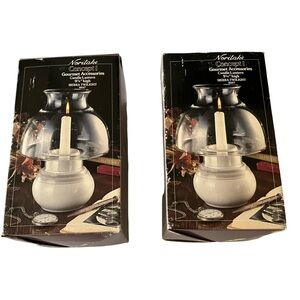 Noritake Sierra Twilight White Glass Candle Lantern - Pair (NEW lot of 2)